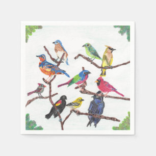 Serviette Jetable Les oiseaux chanteurs colorés de rassemblement