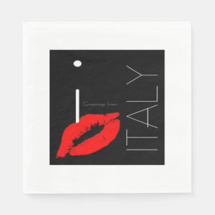 Serviette Jetable Les salutations de l'Italie Italien Red Lipstick K
