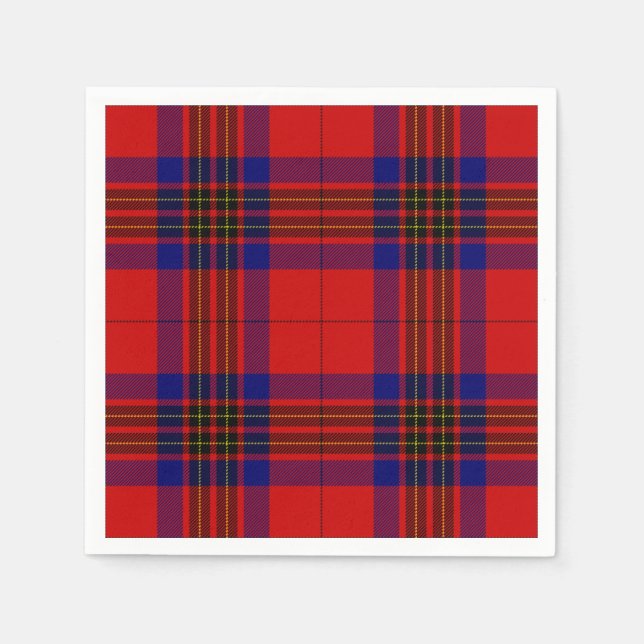 Serviette Jetable Leslie tartan rouge bleu violet plaid (Devant)