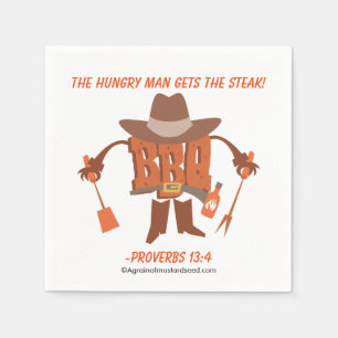 Serviette Jetable L'homme affamé obtient le steak Proverbes 13:4