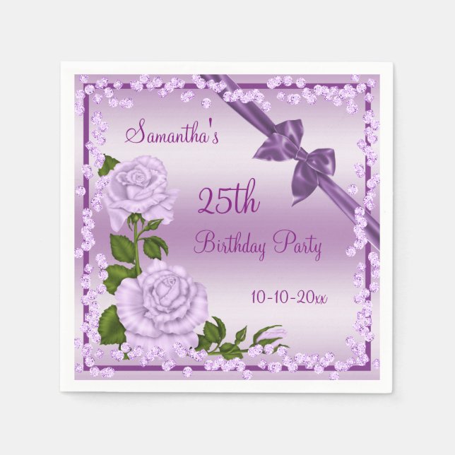 Serviette Jetable Lilac Blossom, Bows & Diamonds 25e (Devant)