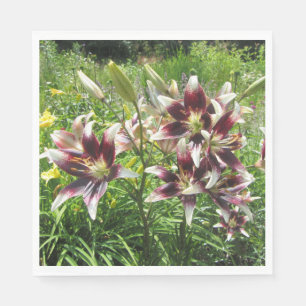 Serviette Jetable Lis asiatiques de crème de Bourgogne, Daylilies