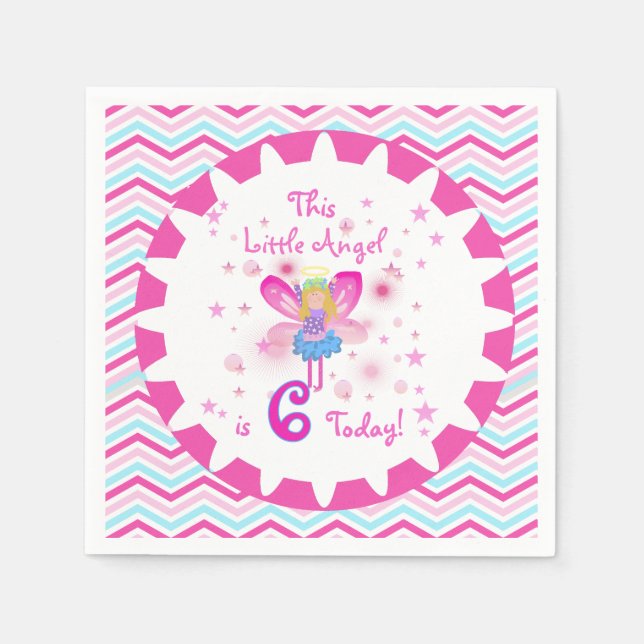 Serviette Jetable Little Angel 6e Anniversaire Papier serviettes (Devant)