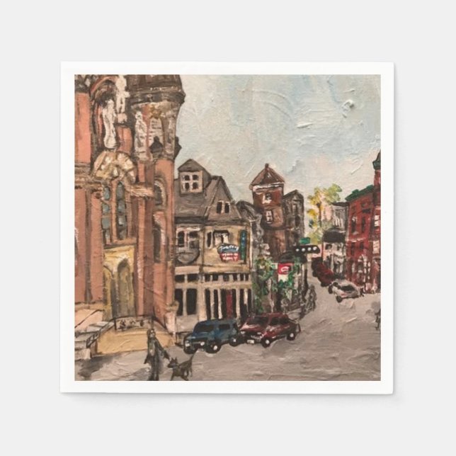 Serviette Jetable Little Italy, Cleveland Painting on Paper Napkins (Devant)