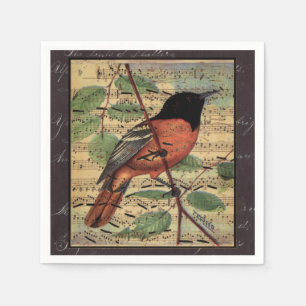 Serviette Jetable Loriot vintage sur la musique