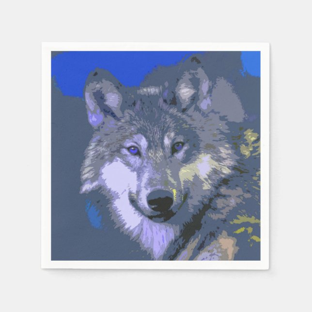 Serviette Jetable Loup 037 (Devant)