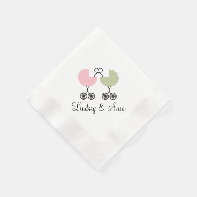 Serviette Jetable Love Buggies Baby shower commun serviettes, rose / (Coin)