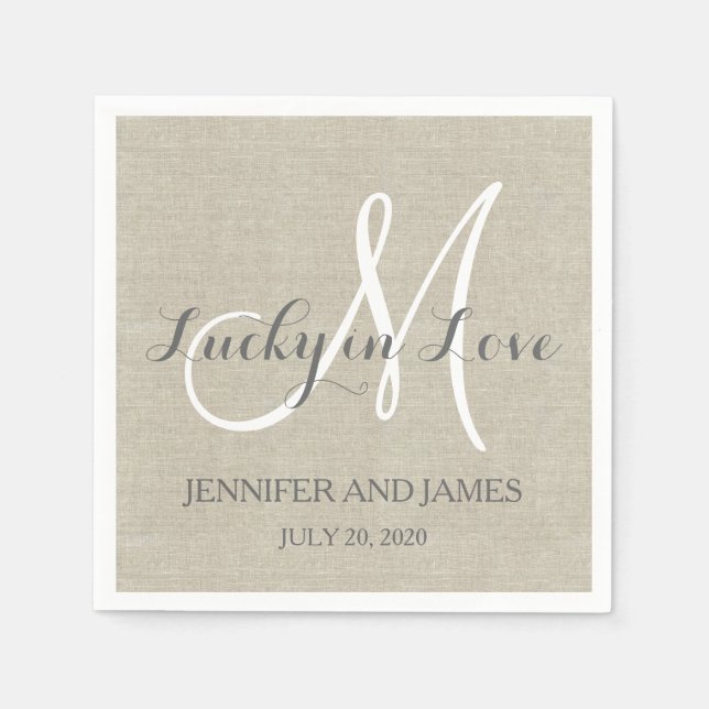 Serviette Jetable Lucky in Love Rustic Papier Mariage serviettes (Devant)