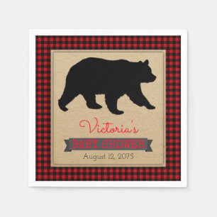 Serviette Jetable Lumberjack Buffalo Plaid Ours Bébé Shower