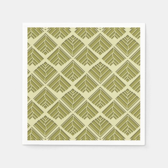 Serviette Jetable Lumière Motif carré feuille or Lime (Devant)