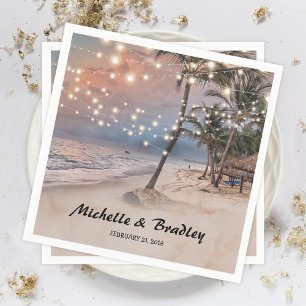 Serviette Jetable Lumières de plage vintage tropicales Mariage