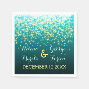 Serviette Jetable Lumières scintillantes dans le ciel turquoise, aqu