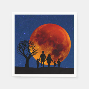 Serviette Jetable Lune de sang éclipse lunaire en famille