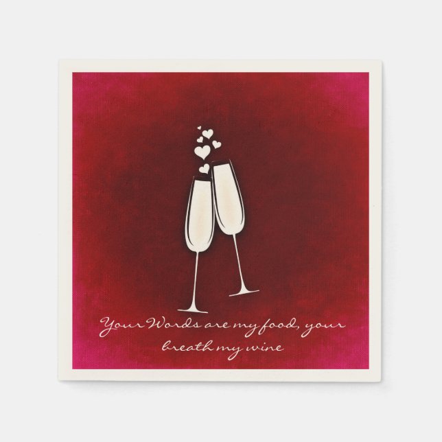 Serviette Jetable Lunettes de vin romantique Saint Valentin Napkin (Devant)