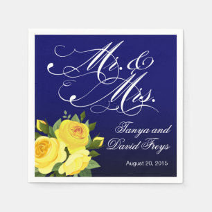 Serviette Jetable M. & Mme Script Typographie Rose Marine florale