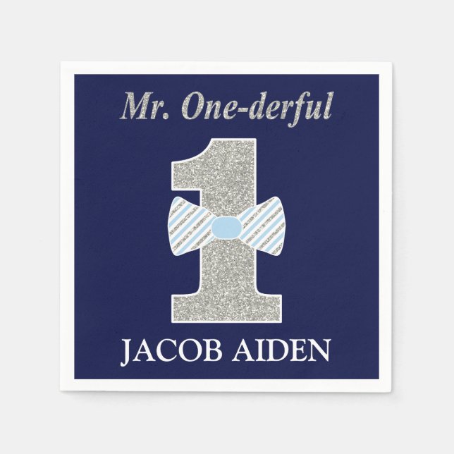 Serviette Jetable M. ONEderful White Standard Cocktail Napkin (Devant)