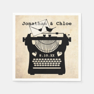 Serviette Jetable Machine à écrire Vintage romantique