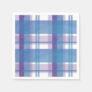 Serviette Jetable Madras Plaid Blue et Purple