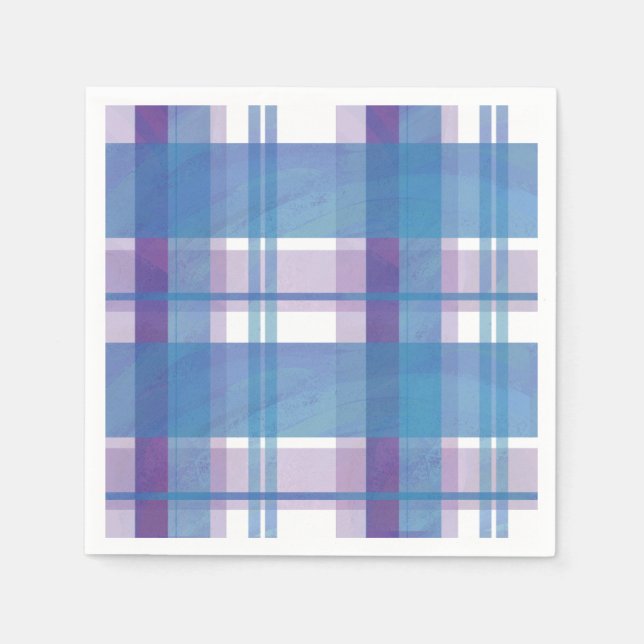 Serviette Jetable Madras Plaid Blue et Purple (Devant)