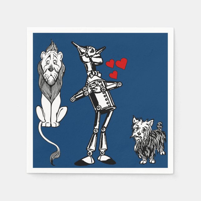 Serviette Jetable Magicien d'Oz, Tin Man, Toto, Cowardly lion party (Devant)