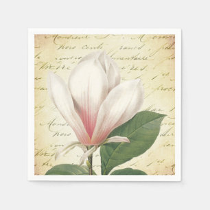 Serviette Jetable Magnolia Flower Vintage Botanique