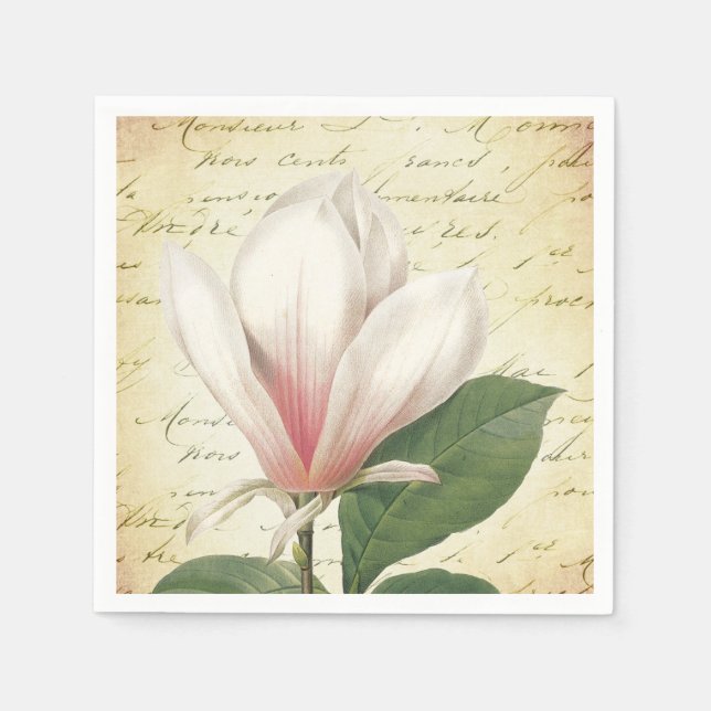 Serviette Jetable Magnolia Flower Vintage Botanique (Devant)