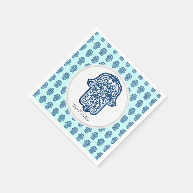 Serviette Jetable Main de henné de Hamsa (bleu) (Coin)