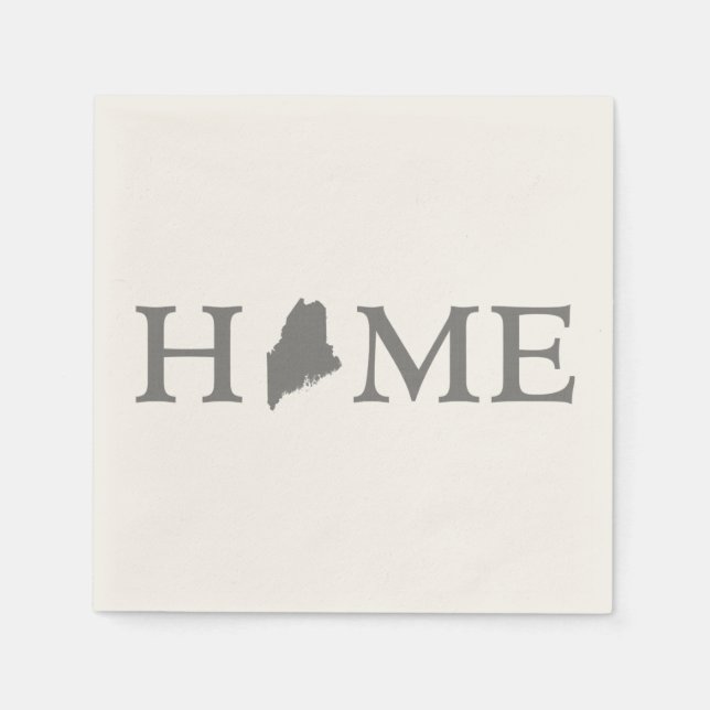 Serviette Jetable Maine Home State Grey Word Art Paper Party (Devant)