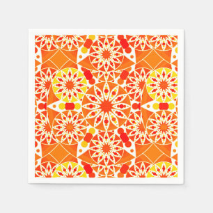 Serviette Jetable Mandala motif, Coral Orange et Gold