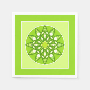 Serviette Jetable Mandala motif dans les tons vert citron
