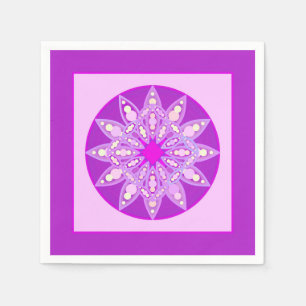 Serviette Jetable Mandala motif en violet, orchidée et rose