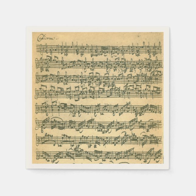Serviette Jetable Manuscrit musical Bach Chaconne Violon (Devant)