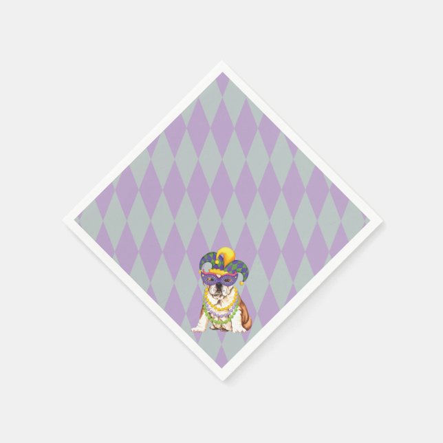 Serviette Jetable Mardi Gras Bulldog (Coin)