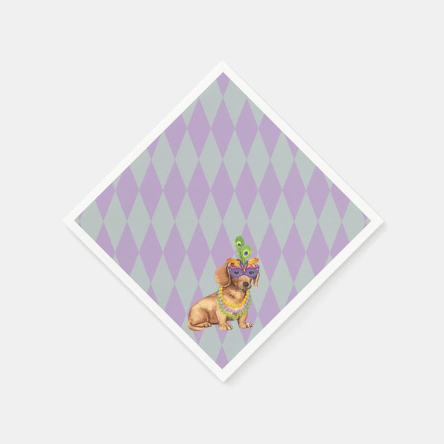 Serviette Jetable Mardi Gras Dachshund (Coin)