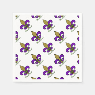 Serviette Jetable Mardi Gras Fleur De Lis Coloré