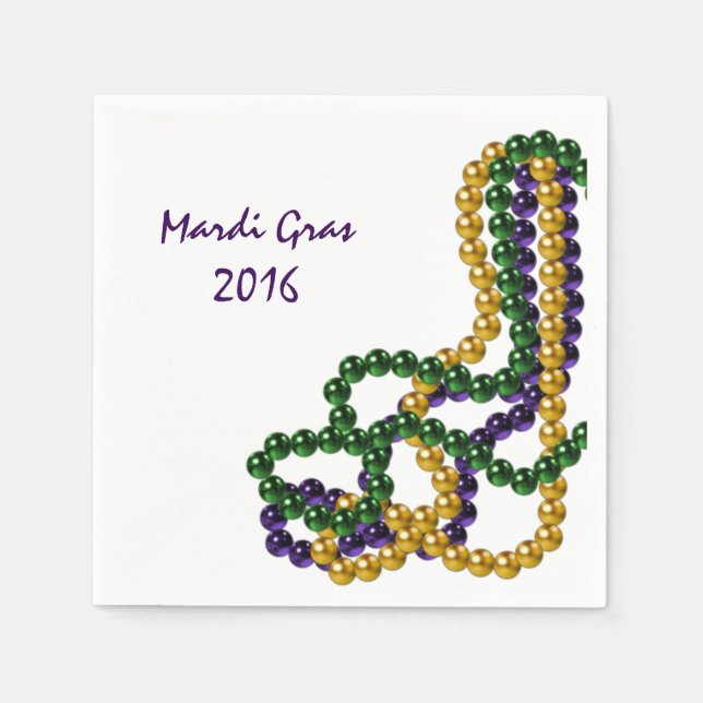 Serviette Jetable Mardi Gras Party Purple Gold et Green (Devant)