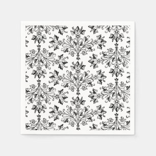 Serviette Jetable Marguerites et Feuille Floral Art en papier noir