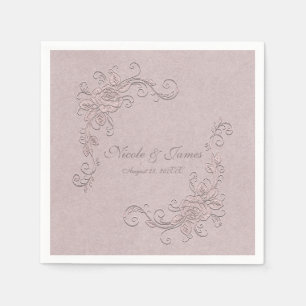 Serviette Jetable Mariage au coin des roses élégant avec une touche