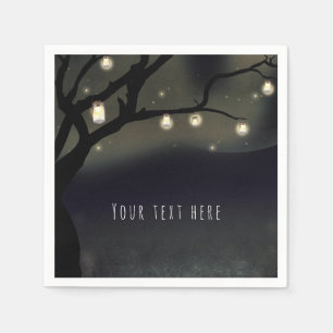 Serviette Jetable Mariage avec éclairage rustique d'arbre de nuit et