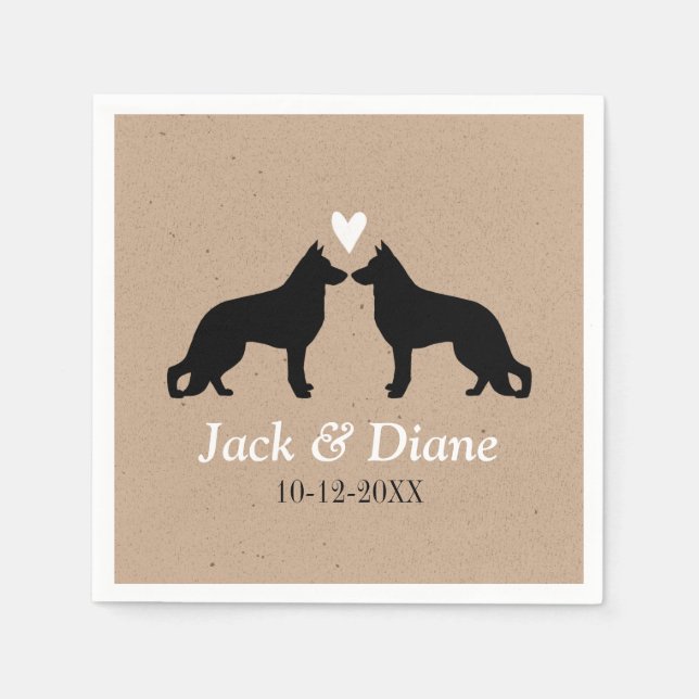 Serviette Jetable Mariage berger allemand avec texte personnalisé (Devant)