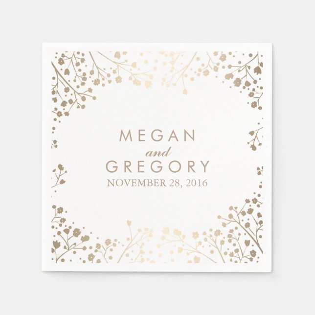 Serviette Jetable Mariage blanc floral de l'haleine de bébé (Devant)