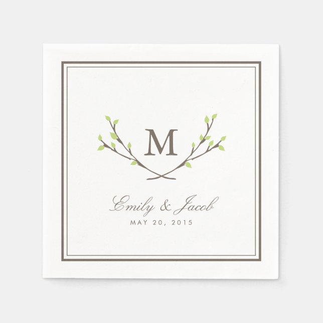 Serviette Jetable Mariage Blisser Branches (Devant)