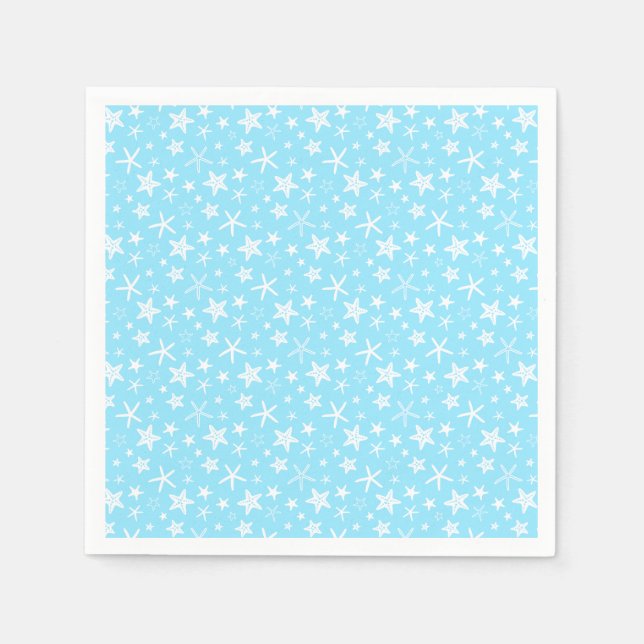 Serviette Jetable Mariage Blue White Starfish (Devant)