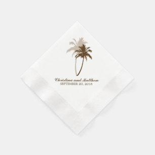 Serviette Jetable Mariage Brown Palm Trees Beach