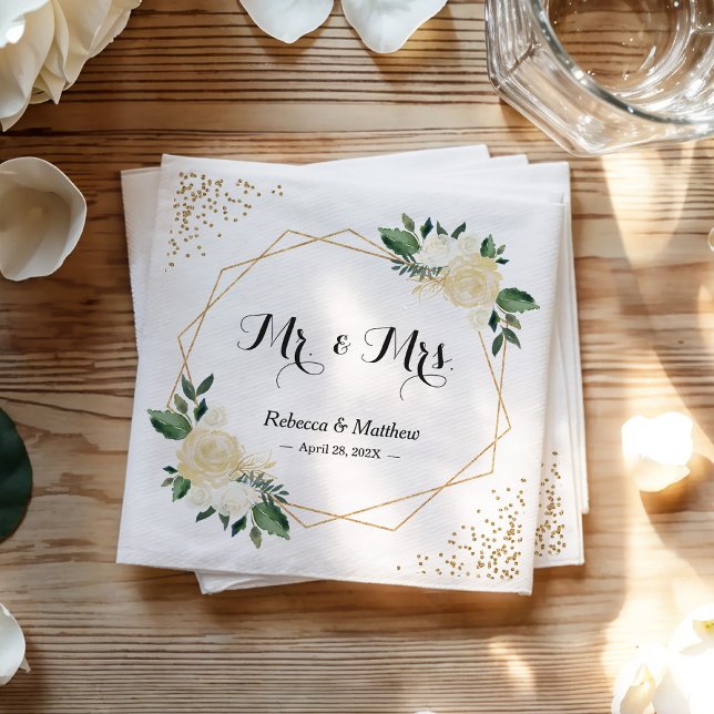Serviette Jetable Mariage Chic Moderne Ivoire Parties scintillant d' (Créateur téléchargé)