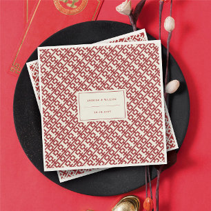Serviette Jetable Mariage chinois minimaliste à double bonheur rouge
