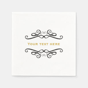 Serviette Jetable Mariage Classique Vintage Noir et Blanc Engagement
