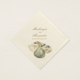 Serviette Jetable Mariage coquilles de mer art crème papier serviett