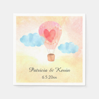Serviette Jetable Mariage de ballon à air chaud Aquarelle