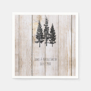 Serviette Jetable Mariage de campagne en bois simple rustique avec d